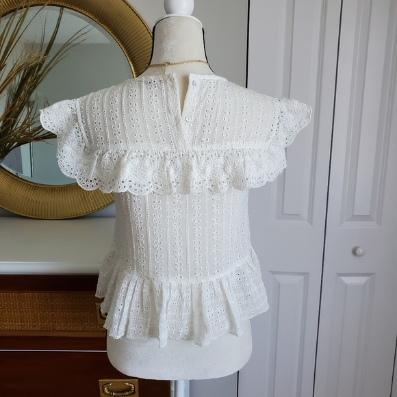 Zara embroidered eyelet white top - Picture 5 of 7